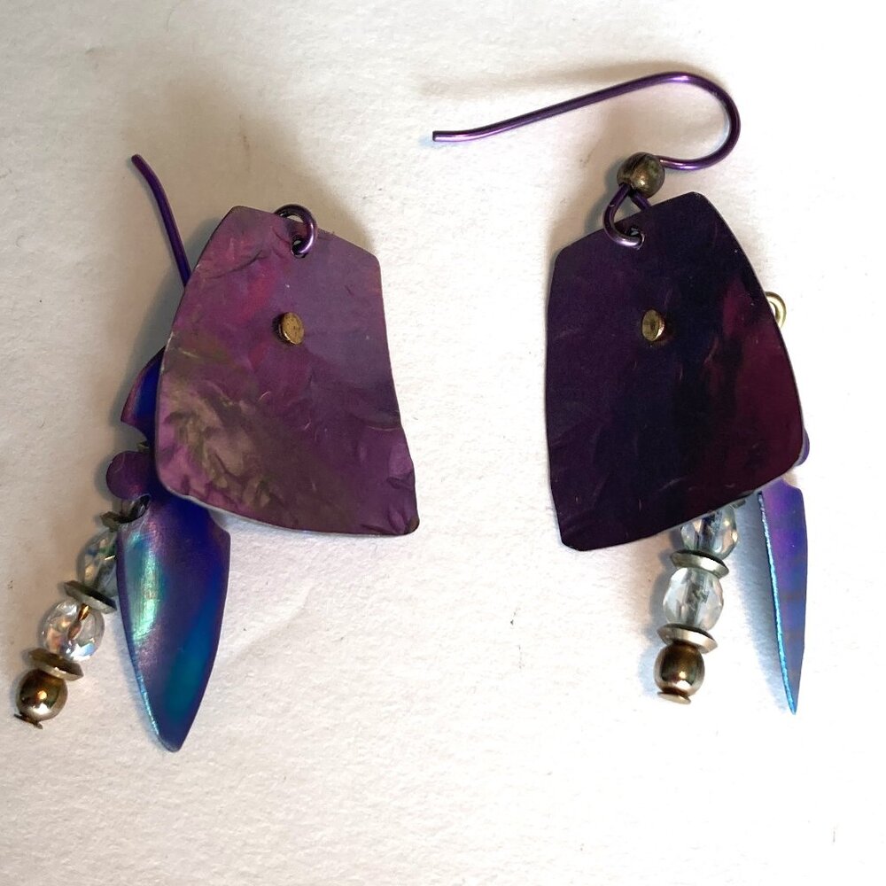 Rainbow Titanium & Crystal Dangle Earrings - image 3